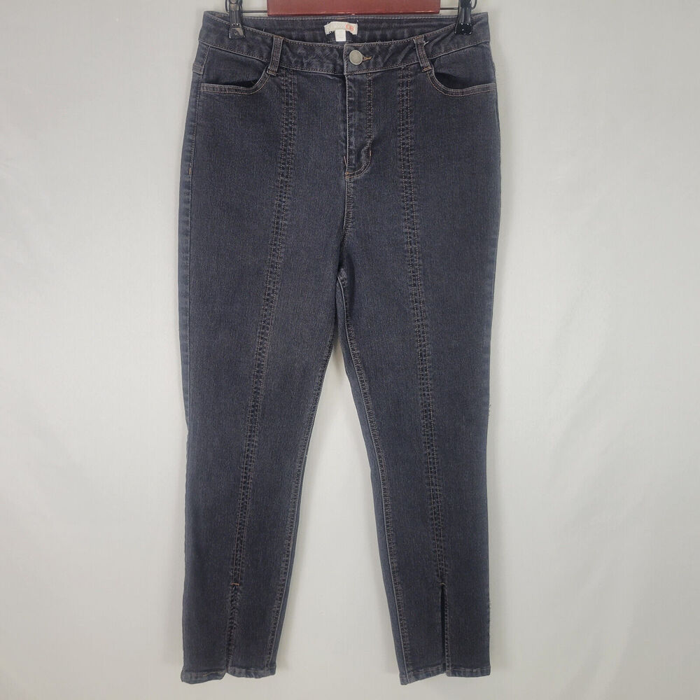 GB Jeans Juniors 13 Black Denim High Rise Womens Skinny Split Hem Charcoal Wash